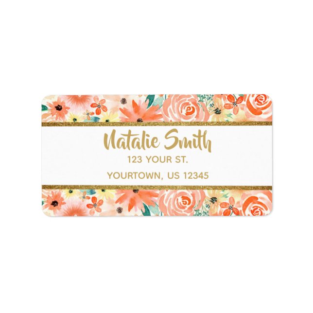 Returadressen Blommigt och Elegant Glitter Adressetikett (Framsidan)