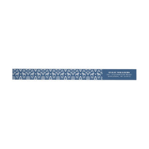Returadressen Blue and White Swedish Dala Horse Etikettband
