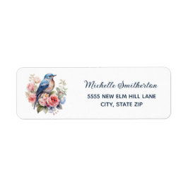 Returadressen Blue Bird Rosa Flowers Returadress Etikett