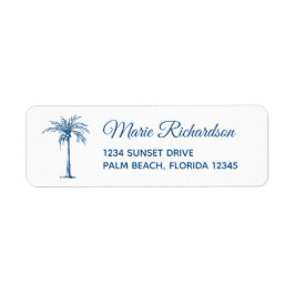 Returadressen Blue Handflatan Beach Wedding Returadress Etikett