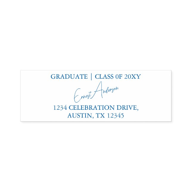 Returadressen Blue Modern Simple Grad Studenten Självfärgande Stämpel (Design)