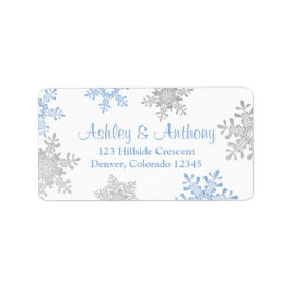 Returadressen Blue Silver Snowflake Bröllop Adressetikett