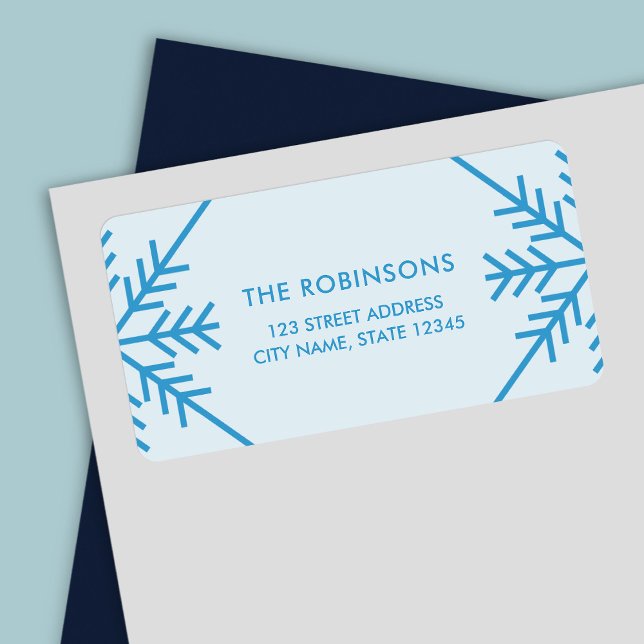 Returadressen Blue Snowflake Gräns Adressetikett (Skapare uppladdad)