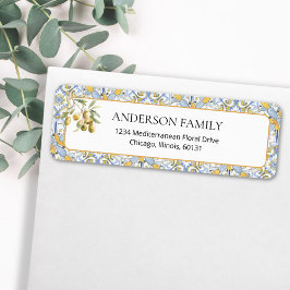 Returadressen Blue Tile Gult i Medelhavet Returadress Etikett