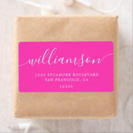 Returadressen Bright Rosa Modern Script Fraktsedel