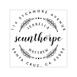 Returadressen Bröllop för det senaste skriptnamnet Självfärgande Stämpel