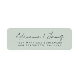Returadressen Bröllop i elegant Pastel Grönt Returadress Etikett