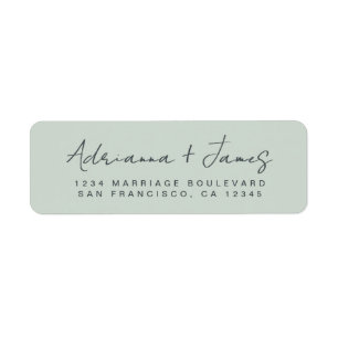 Returadressen Bröllop i elegant Pastel Grönt Returadress Etikett