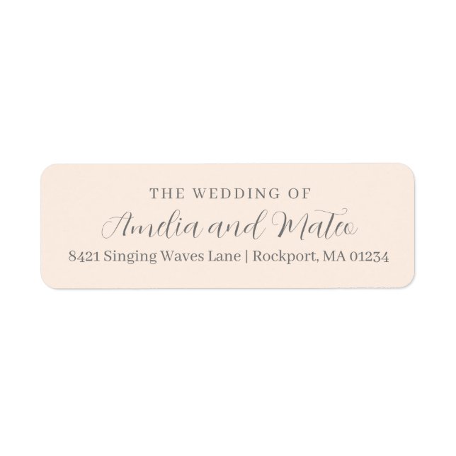 Returadressen Bröllop i  Rosa Calligraphy Returadress Etikett (Framsidan)