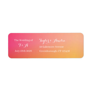 Returadressen Bröllop Modern Orange Peach Ombre Returadress Etikett