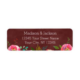 Returadressen Bröllop på hösten Burgundy Blommigt Returadress Etikett