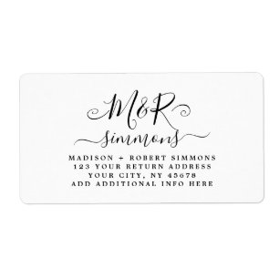 Returadressen Bröllop Stor Monogram-skript Fraktsedel