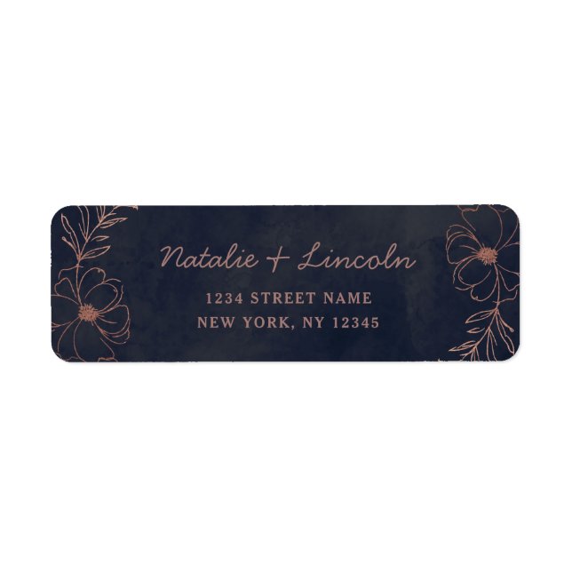 Returadressen Bröllop vid marinblått och Ro gulfen Returadress Etikett (Framsidan)