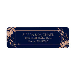 Returadressen Bröllop vid marinblått Ro Guld Returadress Etikett
