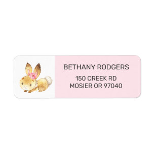 Returadressen Bunny Flicka Shower Kuvert Returadress Etikett