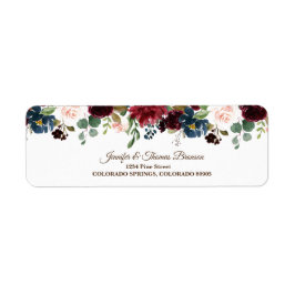 Returadressen Burgundy & Blue English Flowers Returadress Etikett