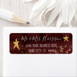 Returadressen Burgundy Guld Twinkle Little Star Returadress Etikett