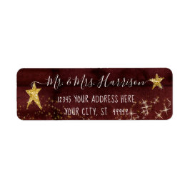 Returadressen Burgundy Guld Twinkle Little Star Returadress Etikett