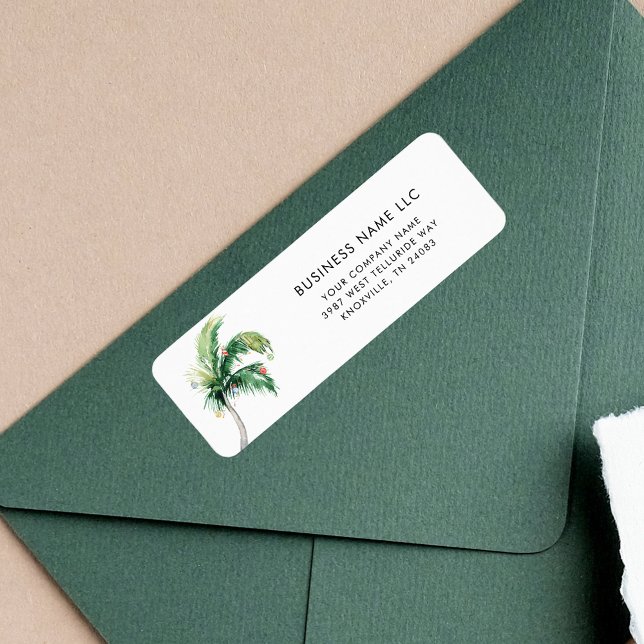 Returadressen Business Namn, julkusten Returadress Etikett (Coastal Palm Tree Business Return Address Label)