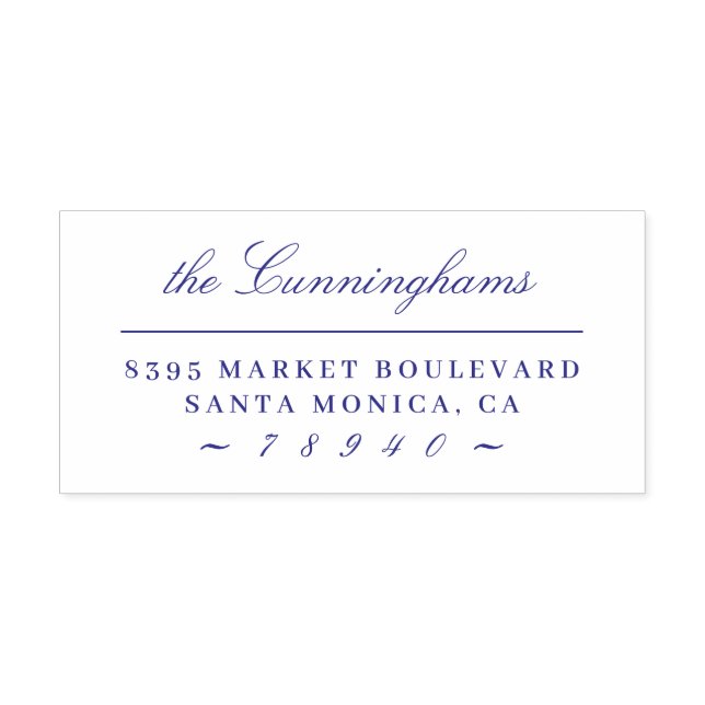 Returadressen Calligraphy Script Family Namn Självfärgande Stämpel (Design)