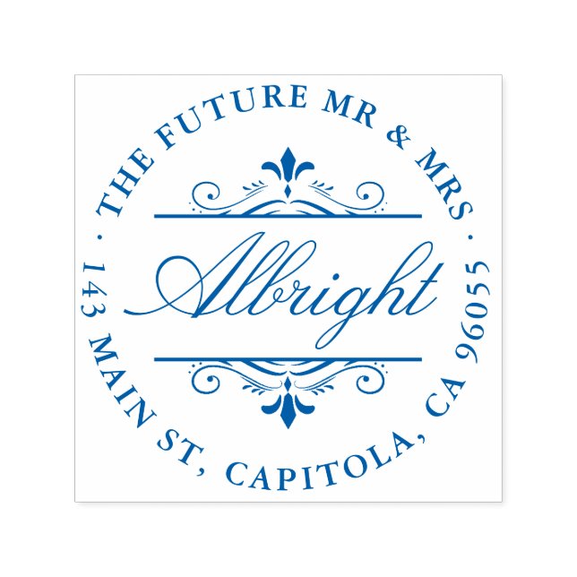 Returadressen chic Round Elegant Script Art Deco Självfärgande Stämpel (Design)