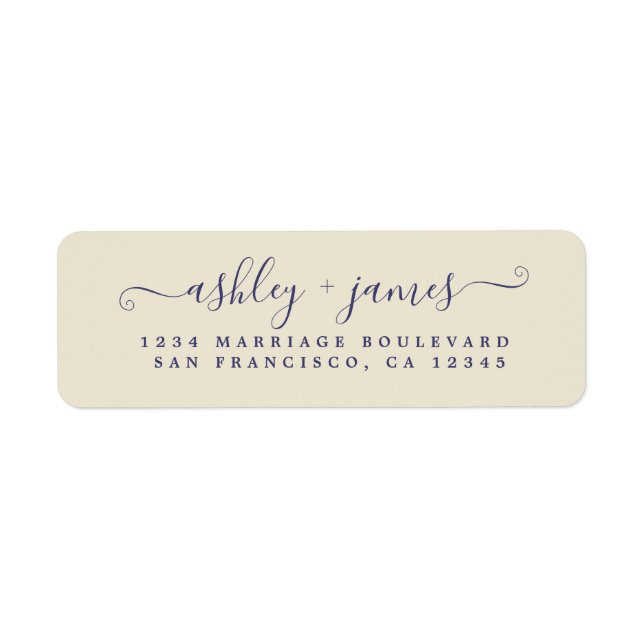 Returadressen chic Script Antique White Bröllop Returadress Etikett (Framsidan)