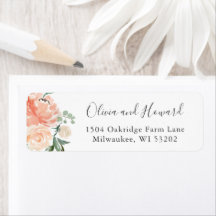 Returadressen Coral Peach Peonies Bloom Blommigt 