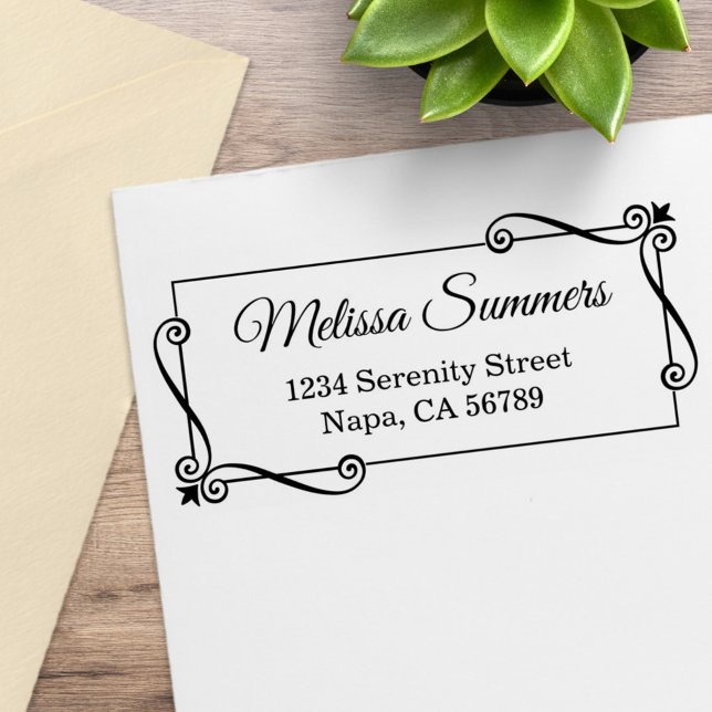 Returadressen Corner Swirls Ram Stämpel (Skapare uppladdad)