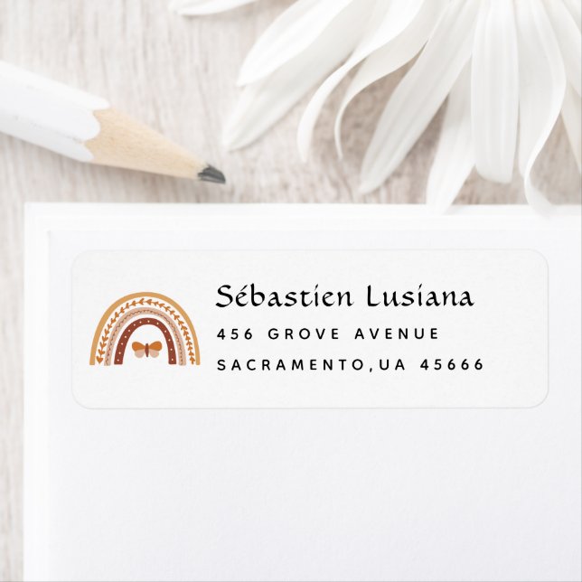 Returadressen Cute Boho Rainbow Baby Shower Returadress Etikett (Insitu)