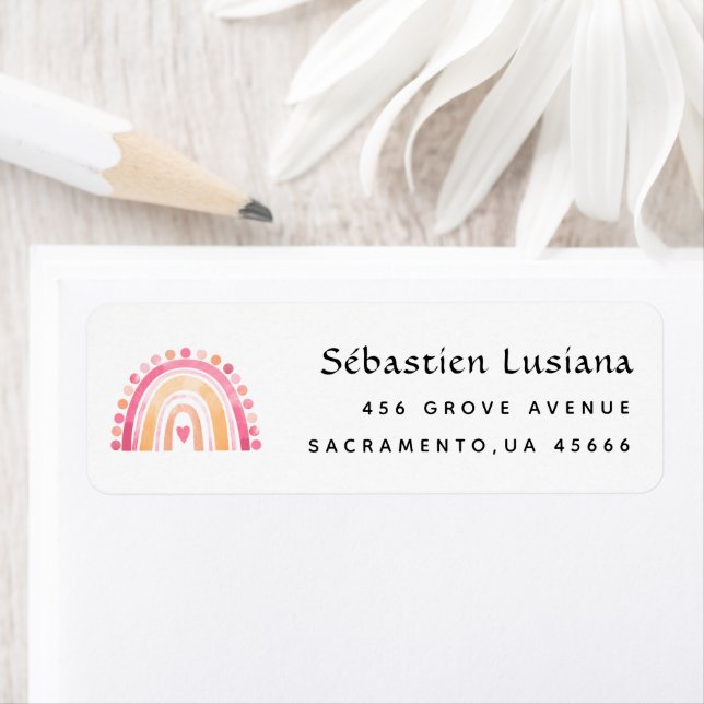 Returadressen Cute Boho Rainbow Baby Shower Returadress Etikett (Insitu)