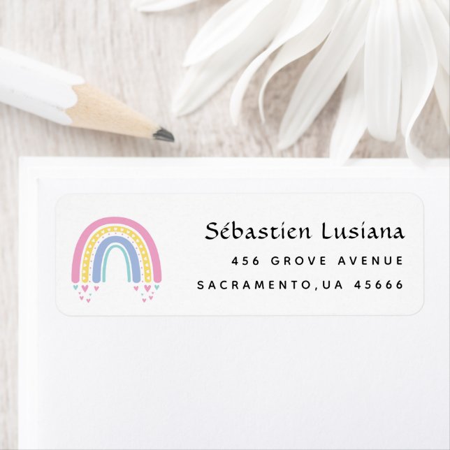 Returadressen Cute Boho Rainbow Baby Shower Returadress Etikett (Insitu)