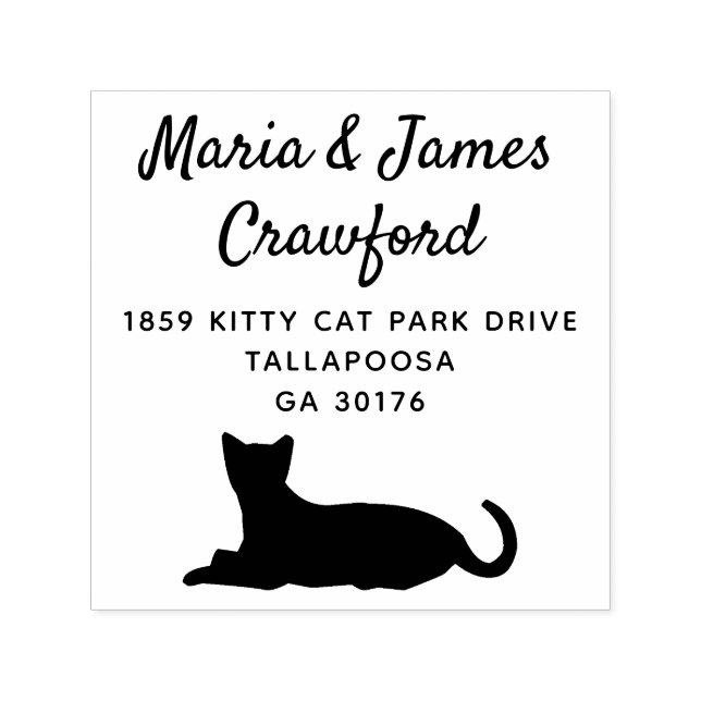 Returadressen Cute Cat Cursive Script Family Namn Självfärgande Stämpel (Design)