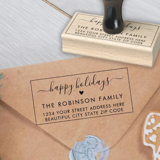 Returadressen Cute Glad helg Script Heart Stämpel (Skapare uppladdad)