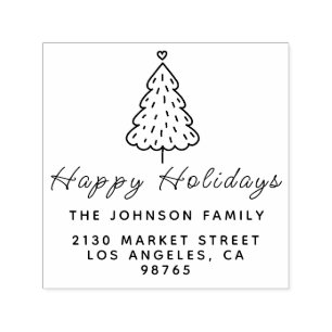 Returadressen Cute God jul Family Namn Självfärgande Stämpel