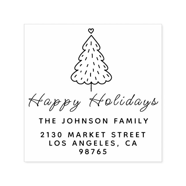 Returadressen Cute God jul Family Namn Självfärgande Stämpel (Design)