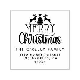 Returadressen Cute God jul Family Namn Självfärgande Stämpel