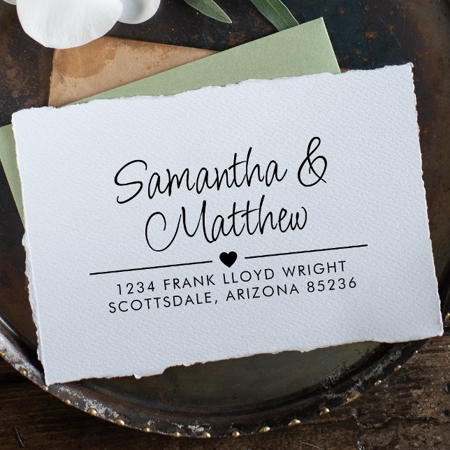 Returadressen Cute Heart med minimalt skript, Bröl Självfärgande Stämpel (Skapare uppladdad)