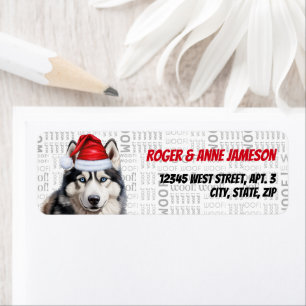 Returadressen Cute jul Husky Santa Hund Returadress Etikett