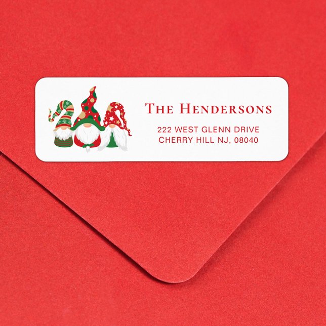 Returadressen Cute julgruns Returadress Etikett (Christmas gnomes bring joy, laughter, and a touch of magic to your holiday season cards)
