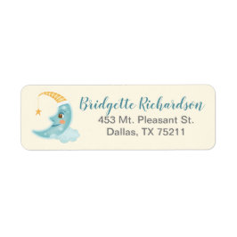 Returadressen Cute Måne Blue Baby Shower Returadress Etikett