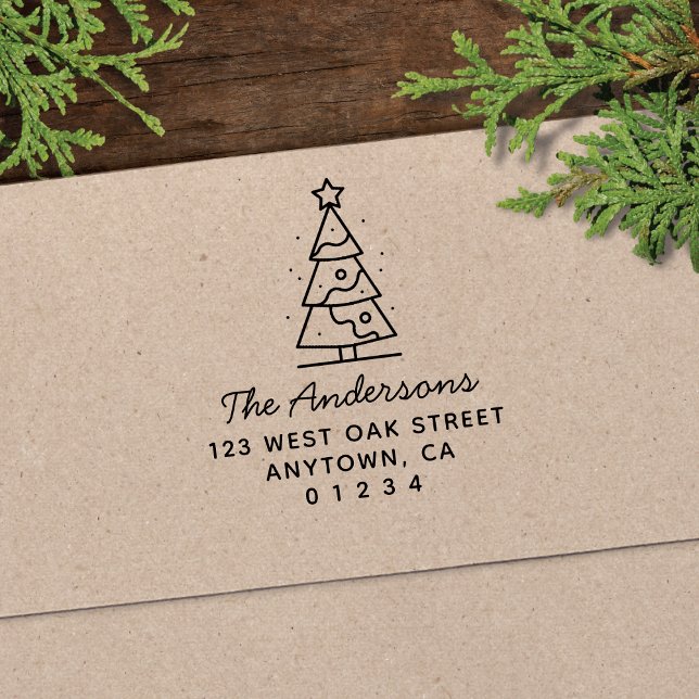 Returadressen Cute Modern Julgran Helgdag Självfärgande Stämpel (Skapare uppladdad)
