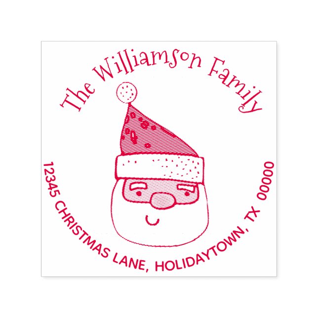 Returadressen Cute Modern Jultomten, jul Självfärgande Stämpel (Design)