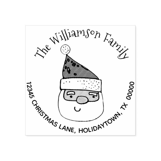 Returadressen Cute Modern Jultomten, jul Stämpel (Tryck)