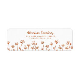 Returadressen Cute Modern Terracotta Flowers Returadress Etikett