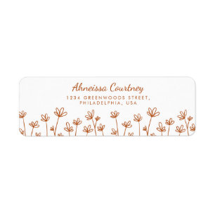 Returadressen Cute Modern Terracotta Flowers Returadress Etikett