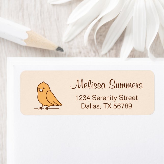 Returadressen Cute Parrot Parakeet Pet Bird Beige Returadress Etikett (Insitu)
