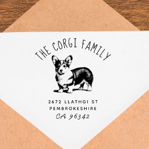 Returadressen Cute Pembroke Corgi Family Namn Stämpel