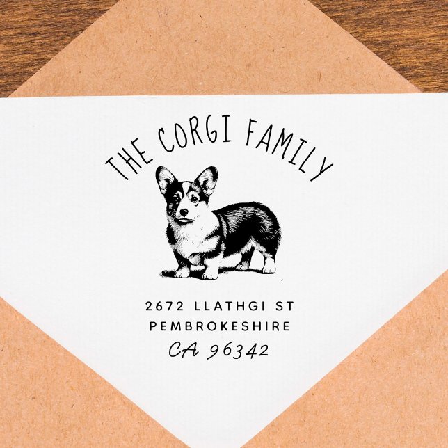 Returadressen Cute Pembroke Corgi Family Namn Stämpel (Skapare uppladdad)