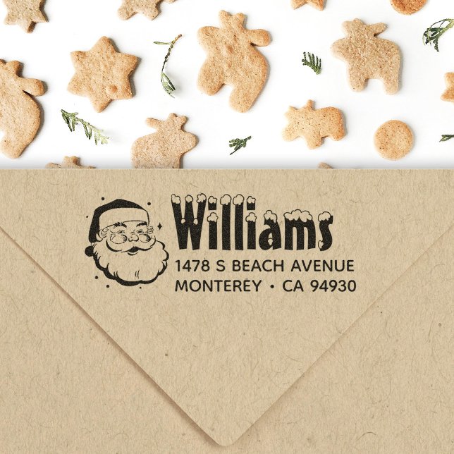 Returadressen Cute Retro jul Sant Claus Självfärgande Stämpel (Skapare uppladdad)