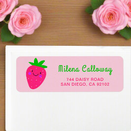 Returadressen Cute Rosa Strawberry Girly Script Returadress Etikett
